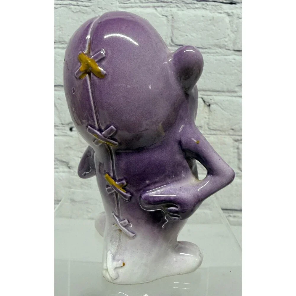 Vtg Kreiss Psycho Ceramics Purple Monster Figurine My Operation Stitches Kitschy
